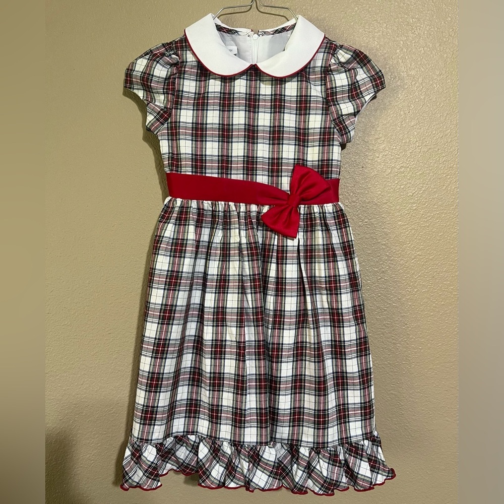 Bonnie Jean Red, Green & White Holiday Dress with Peter Pan Collar Girls 6X
